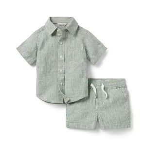 Janie and Jack Green Striped Shorts